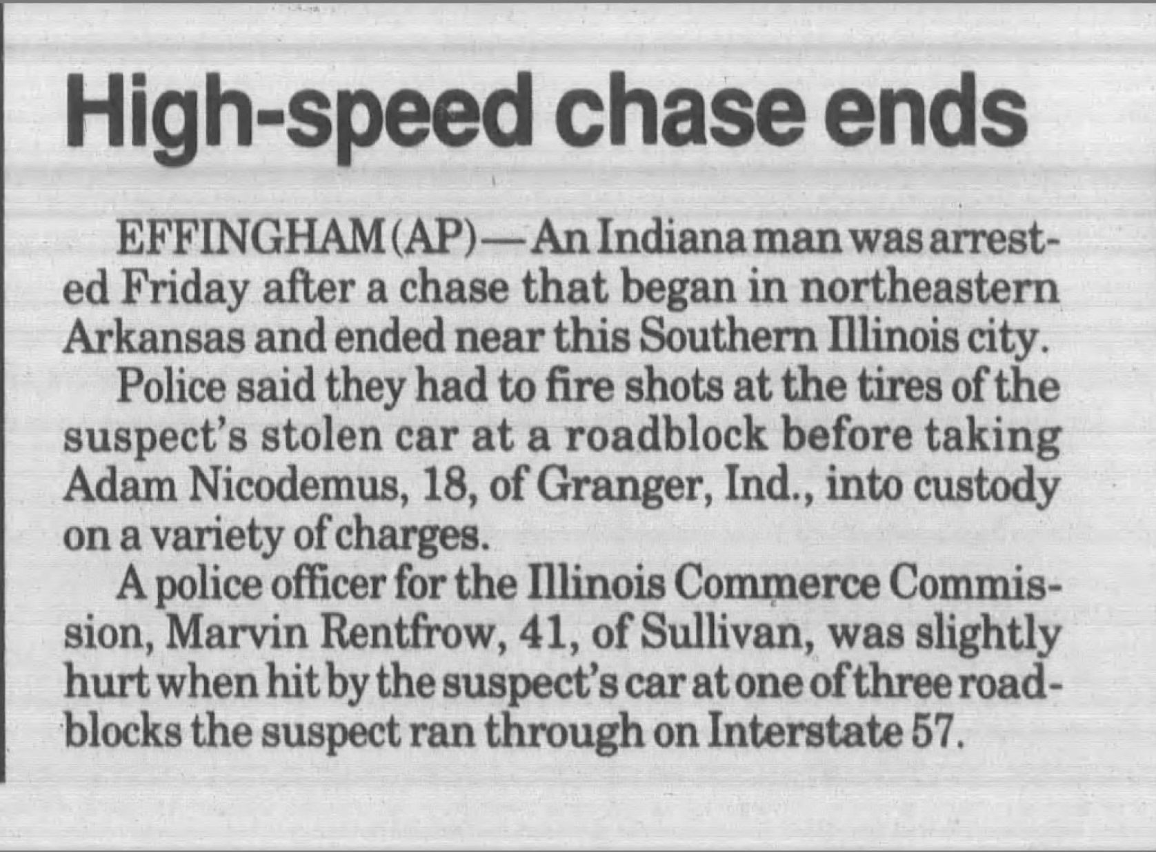 High-speed chase ends